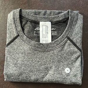 Women’s Eddie Bauer Black/Grey Stretch Top S Fitted